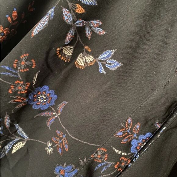 H&M Womens Black/Blue Floral Bohemian Loose/Relaxed Fit Dress, size 4, Retro - Picture 13 of 15